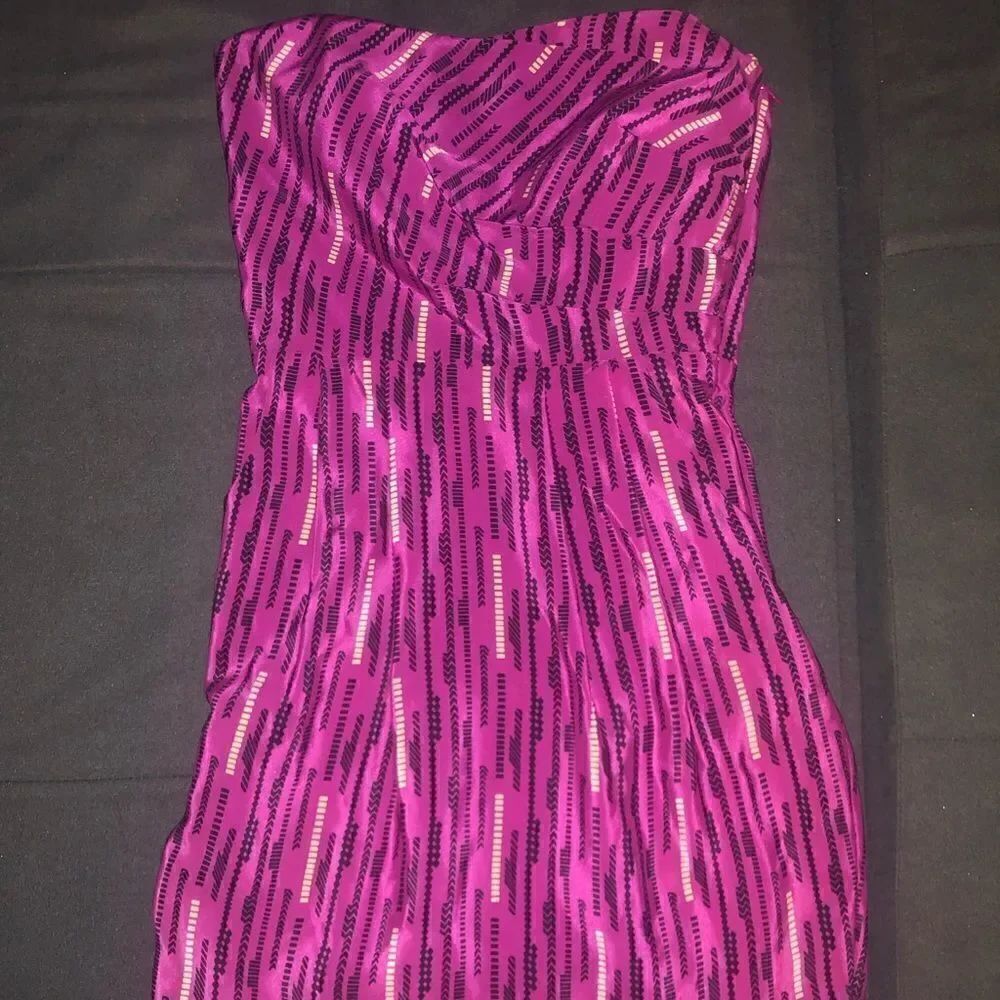 Pink Pattern Summer Dress 100% Silk Mini - Small